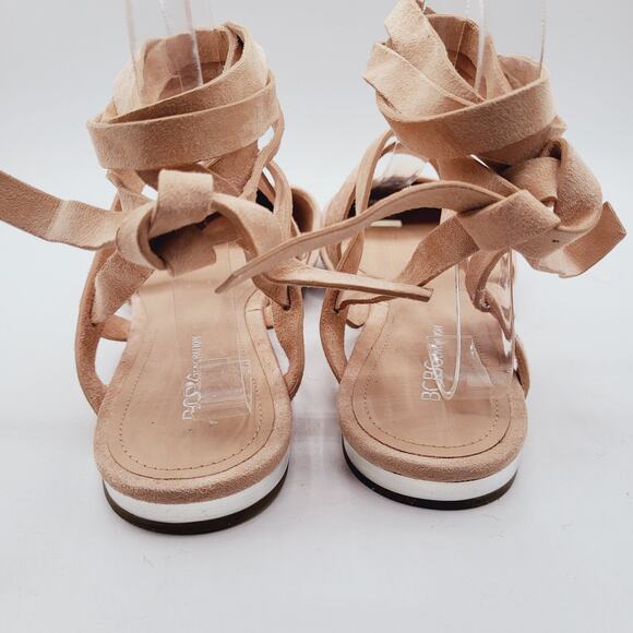 BCBGeneration Noel Cream Suede Leather Point Wrap Up Leg Ballet Flats Size 8.5B - Picture 6 of 11